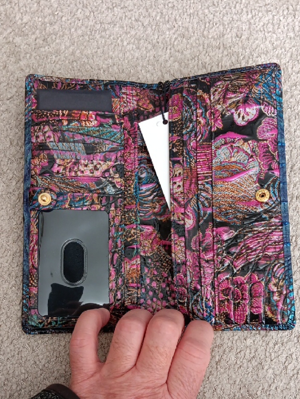 Brahmin Blue Multicolor Iridescent Croc-Embossed Wallet - Picture 7 of 7